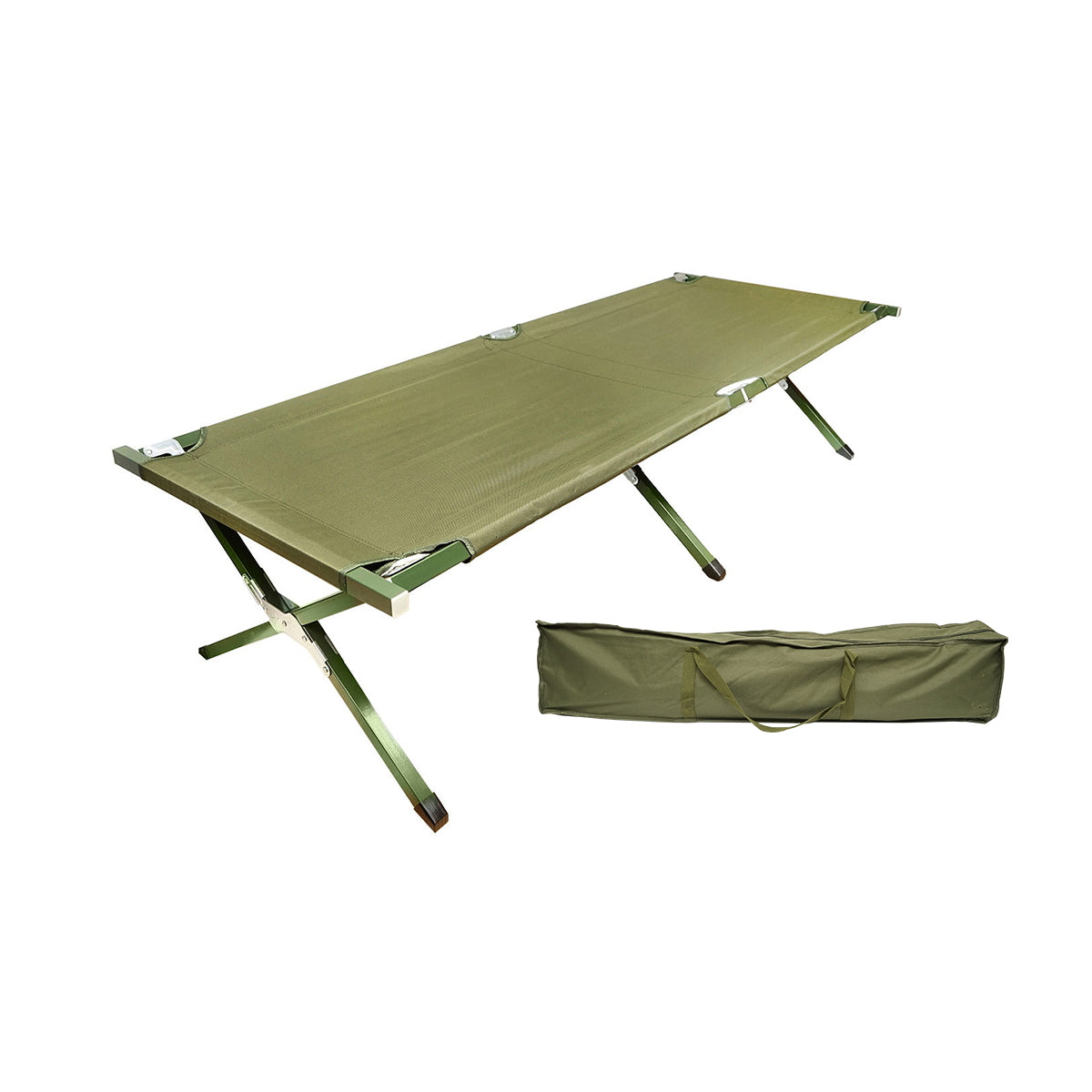 Foldable camping bed, olive green camping 190x66x42 cm Breckner Germany